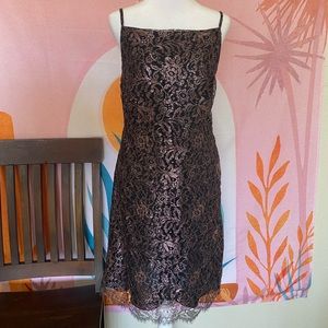 Marc Jacobs Rose Metallic Lace Overlay dress, size 8